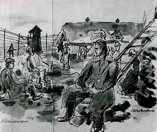 Obóz w Kozielszczynie, rys. Stanisław Westwalewicz