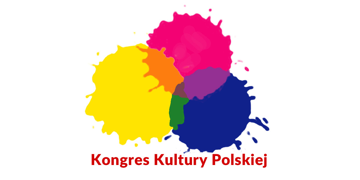 Na zdjęciu znajduje się logo Kongresu Kultury Polskiej 2009. Są to trzy nachodzące na siebie plamy - żółta, różowa i niebieska, wszystkie na białym tle